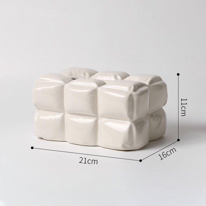 Serviettenhalter & -spender SVELTO Taschentuchbox 9" aus Keramik Cream color boring cj priori tissue box wohnzimmer