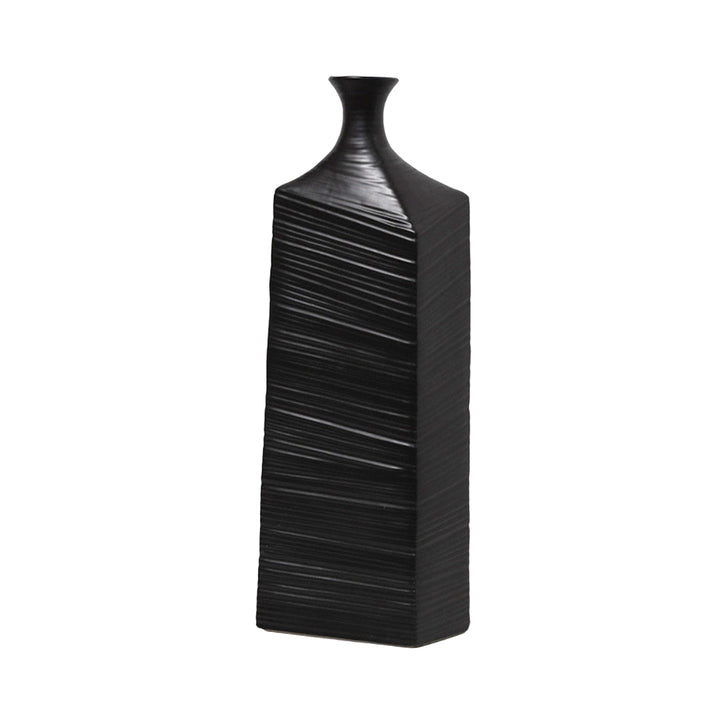 Large black AARA ceramic floor vase, 20 inches, on white background.