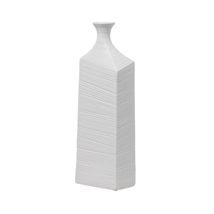 Medium-sized white AARA ceramic floor vase, 20 inches, on white background.