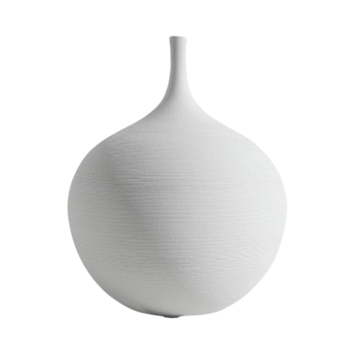 18-inch BEHANMEI ceramic floor vase in Pearl White Alive, elegant design, displayed on a white background.