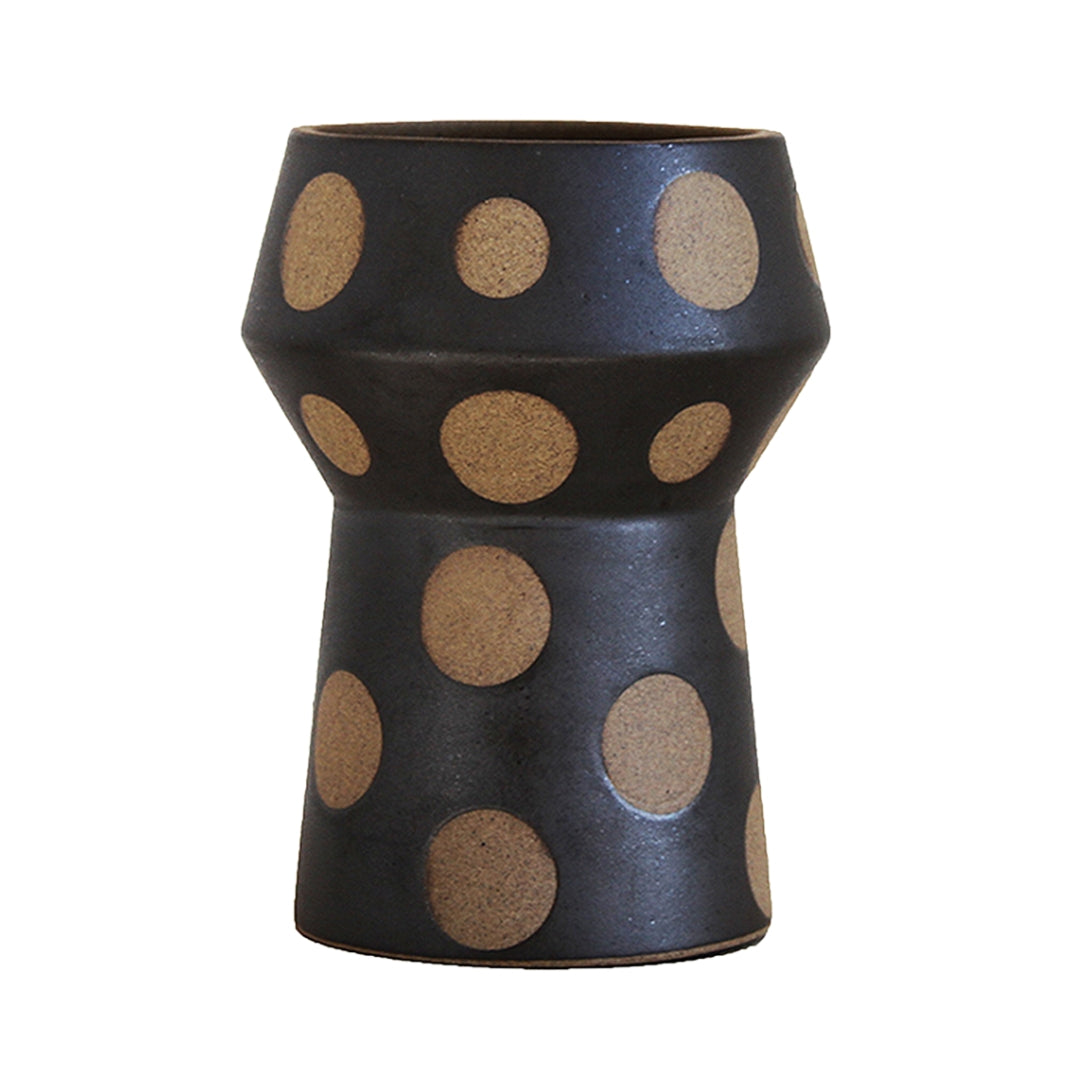 9-inch small BISCUIT ceramic flower pot in black, displayed on a white background.
