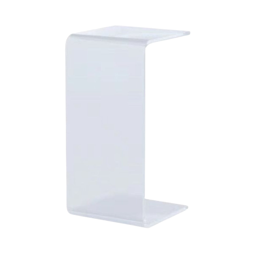 28-inch CLARO acrylic side table, featuring a transparent and elegant design, from Penhouse Studios, luxury interior design, displayed on a white background.
