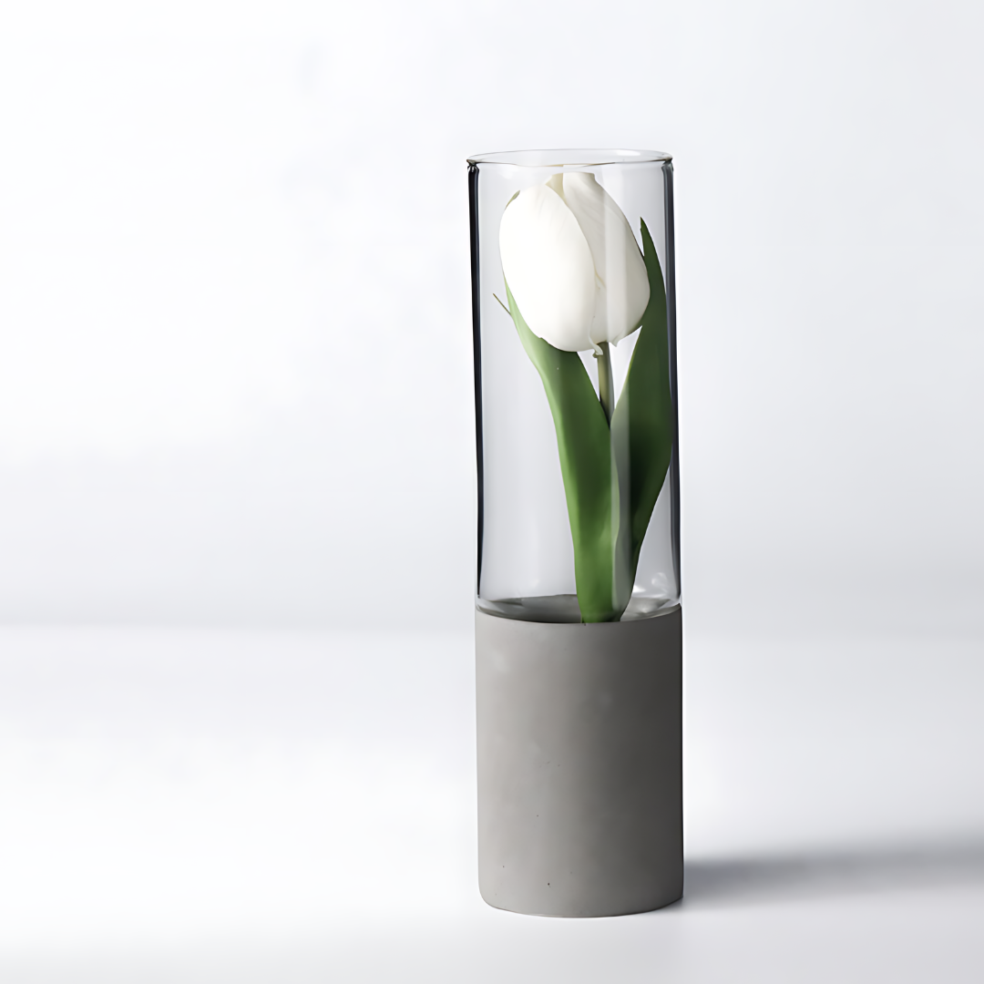 BOREAL vases 14" made of glass &amp; concrete