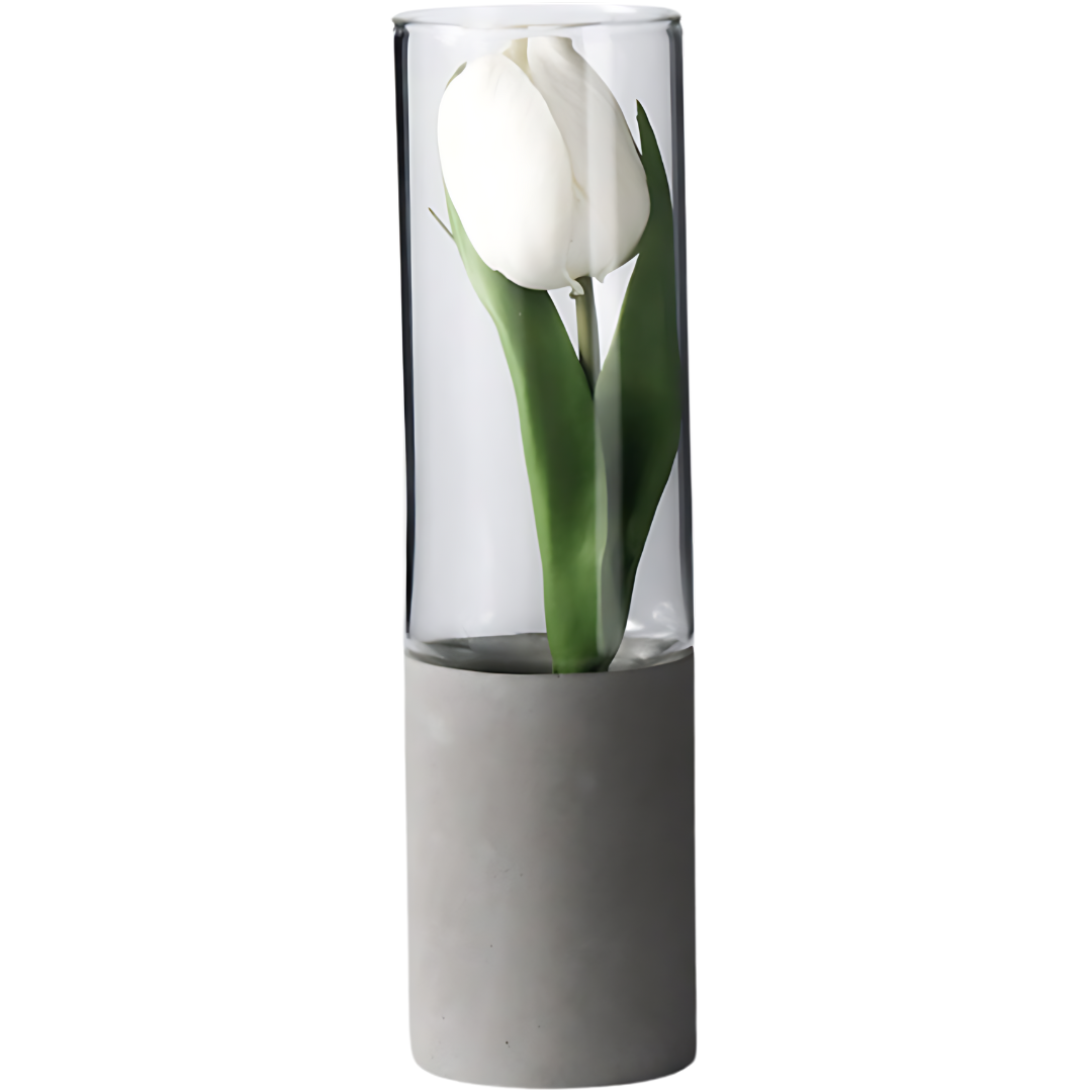 BOREAL vases 14" made of glass &amp; concrete