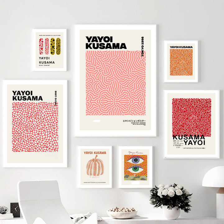 Poster & Bildende Kunst PUMPKIN - Yayoi Kusama-inspirierte Leinwanddrucke cj decor Facebook flur kinderzimmer meta moderne illustration popart wandbild wohnzimmer