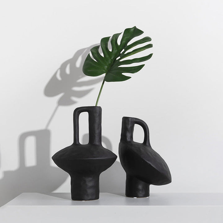 Designer-Vase QIĀNXÙN Vasen 12" aus Porzellan _label_handmade decor deko & homestyle Facebook fashion handmade herbst industrial minimal priori schwarz vase
