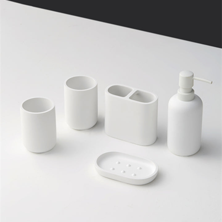 Badezimmer-Zubehörsets KALI Badezimmer-Accessoires aus Resin Weiß Set badezimmer cj Facebook minimal neu Seifenspender