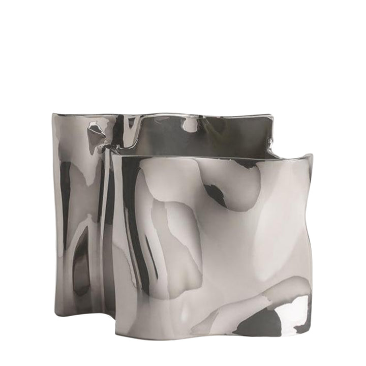 Designer-Vase VERZASCA Vasen 11" aus Keramik Silber abstrakt b&w cj decor deko & homestyle Facebook fashion island keramik minimal priori spring vase