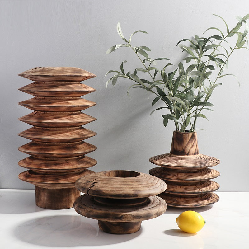 Designer-Vase MÙ Vasen 19" aus Holz boho max vase wabi sabi